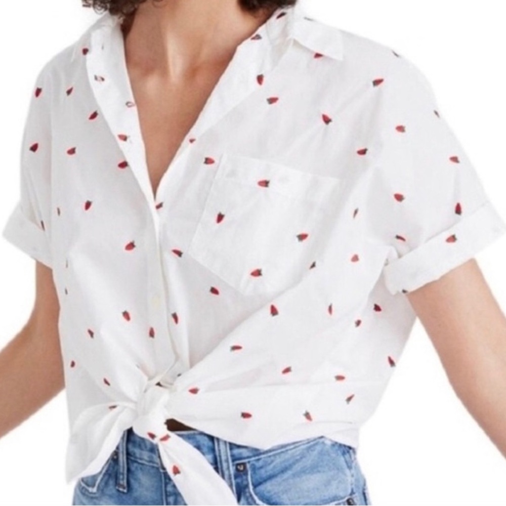 Madewell strawberry button down shirt